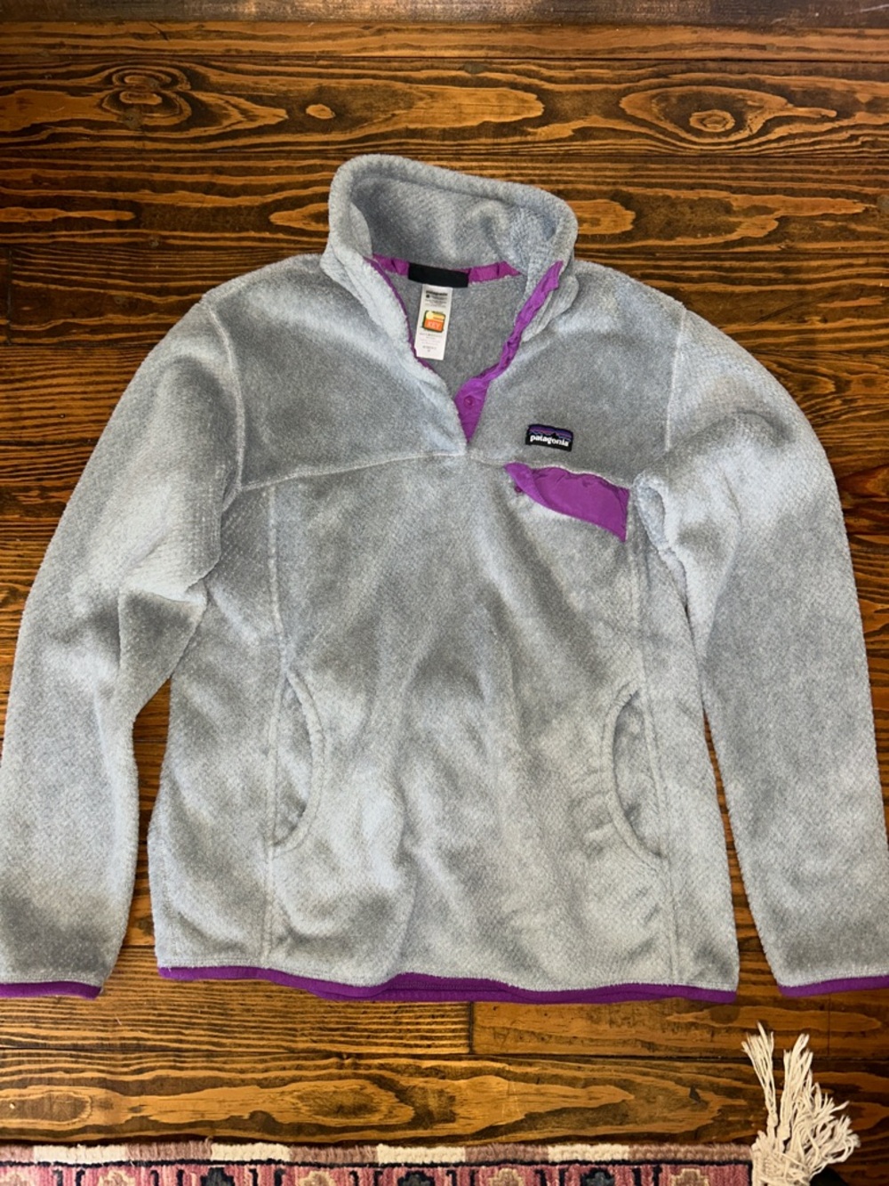Grey and purple Patagonia pull over